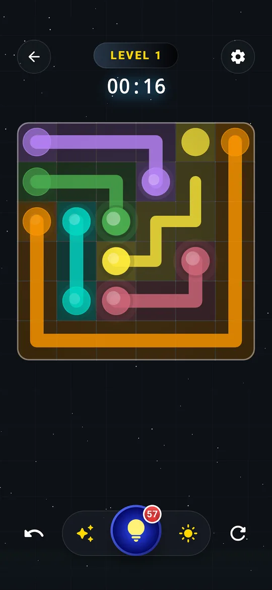 A completed Dot Connect colour path board